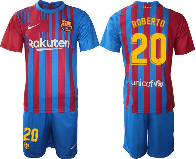 Men 2021-2022 Club Barcelona home blue #20 Nike Soccer Jersey